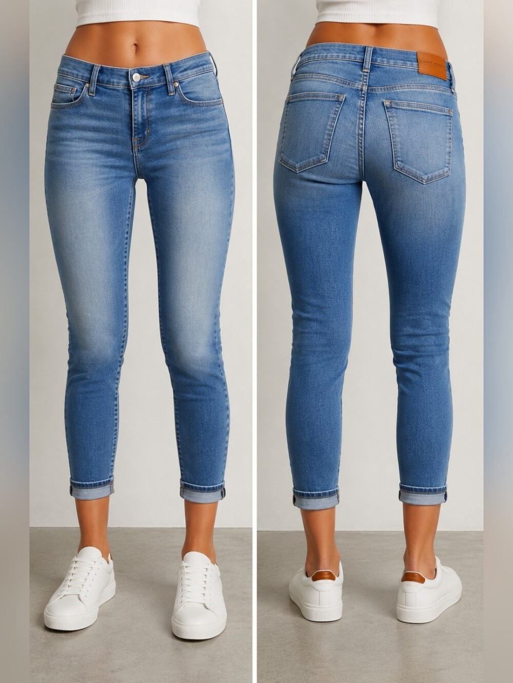 Lucky Brand Ava Mid Rise Crop Skinny Jeans Light Wash Denim Women's Size 6 / 28